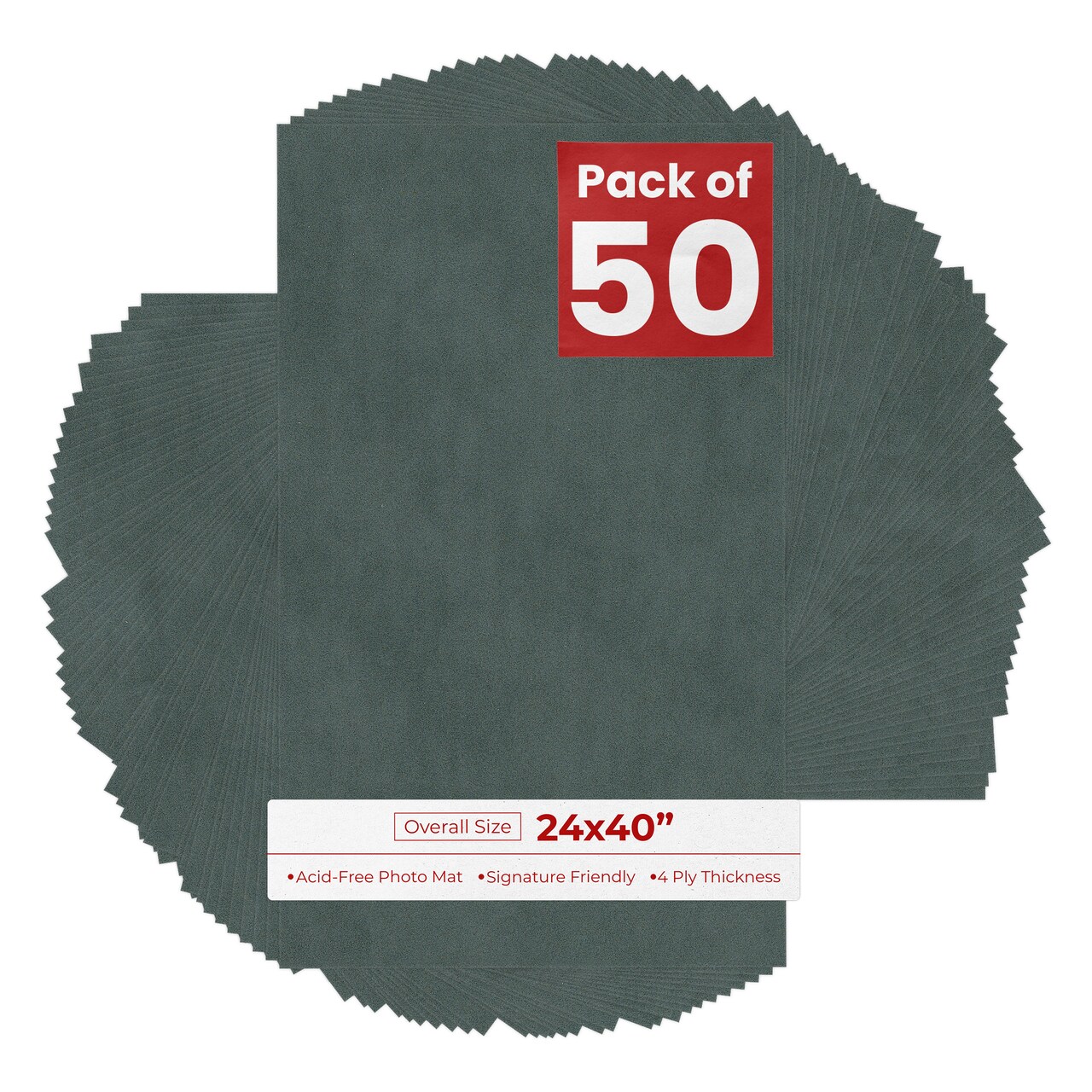 Dark Grey Suede 24x40 Uncut Mat Board - Blank Sheets, No Opening